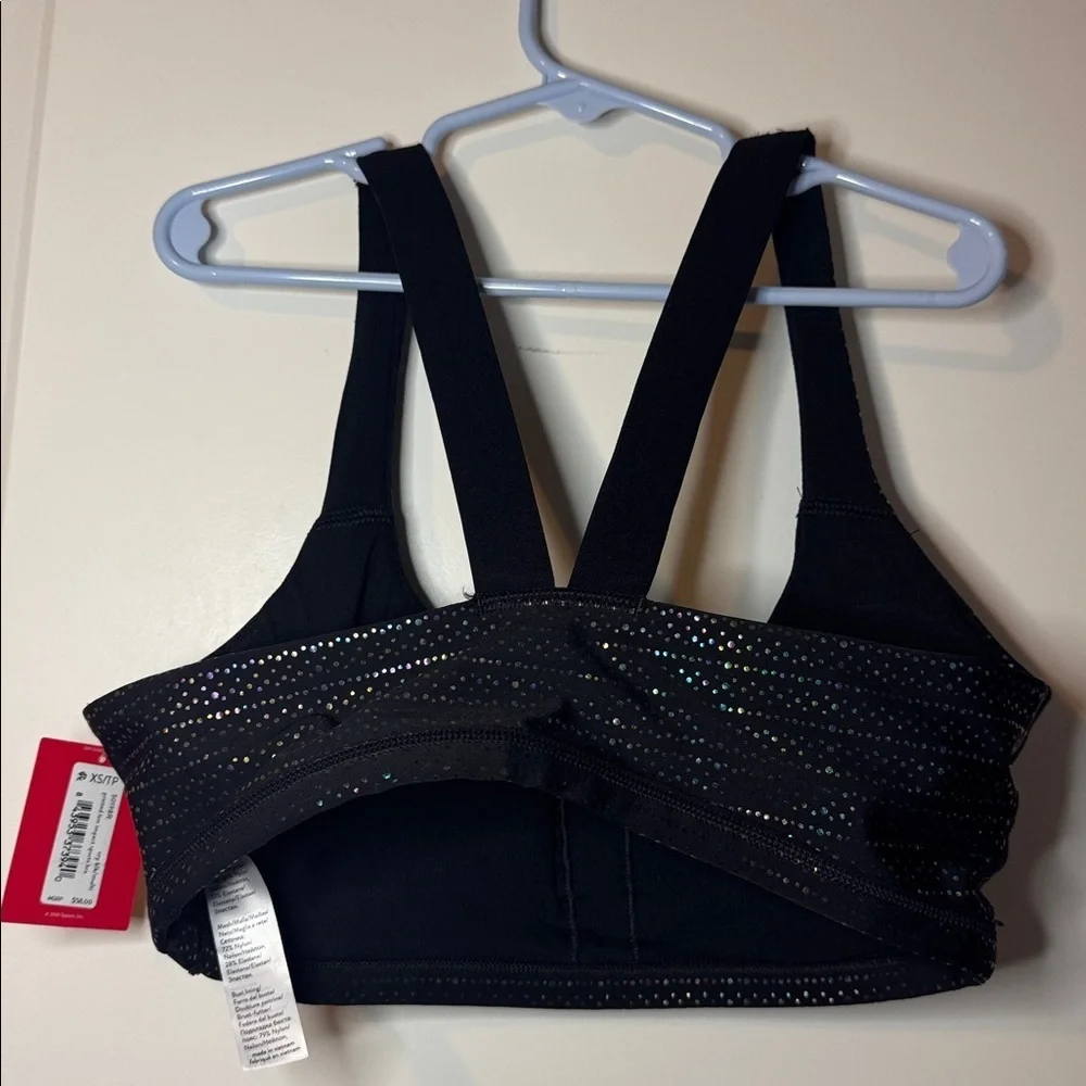 Spanx NWT women’s low impact metallic‎ mist sports bra XS black